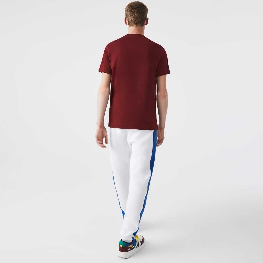 Lacoste Regular Fit Contrast Lettering Bomull Burgunder | 6354-MNWDK