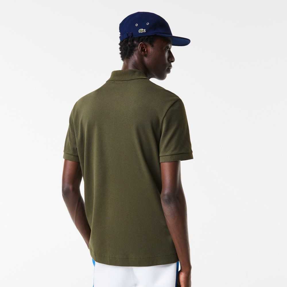 Lacoste Regular Fit Contrast Lettering Petit Pique Khaki Grønn | 7815-LAGRQ