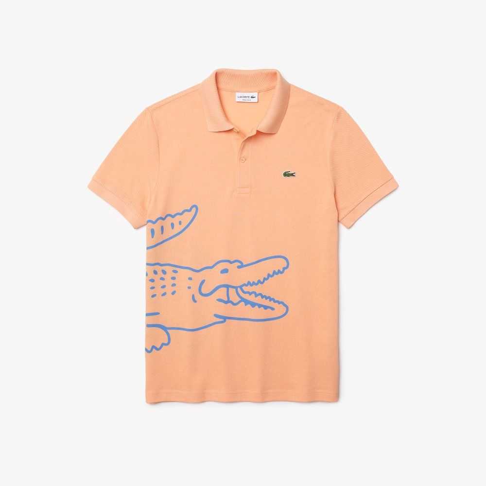 Lacoste Regular Fit Crocodile Print Bomull Pique Lyse Oransje | 6345-CANOL