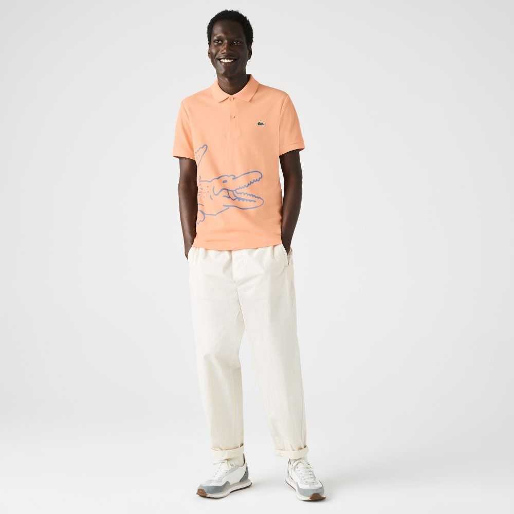 Lacoste Regular Fit Crocodile Print Bomull Pique Lyse Oransje | 6345-CANOL