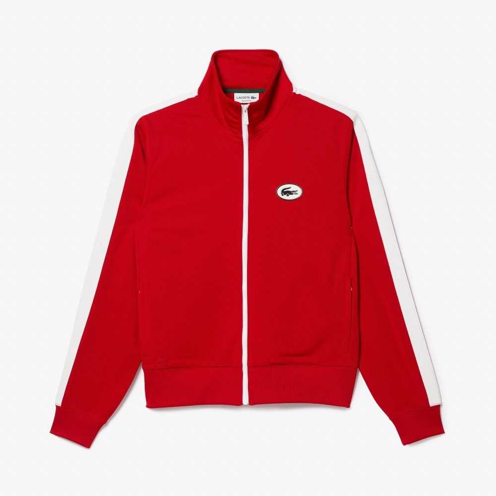 Lacoste Regular Fit High-Neck Pique Zip Rød | 4687-HGNTL