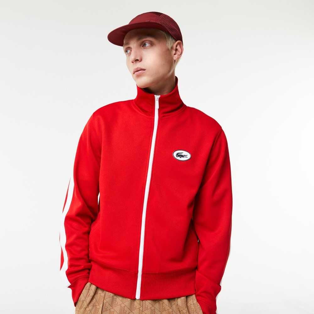 Lacoste Regular Fit High-Neck Pique Zip Rød | 4687-HGNTL