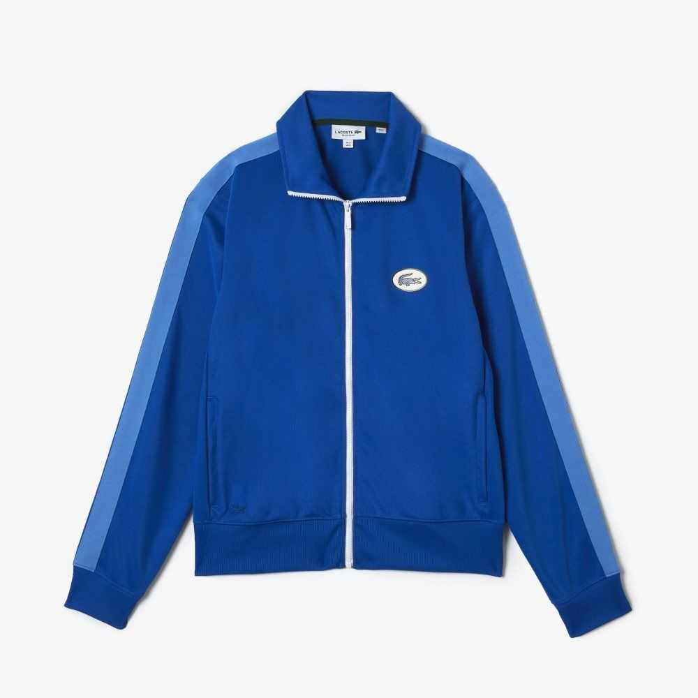 Lacoste Regular Fit High-Neck Pique Zip Blå | 8350-HLDGN