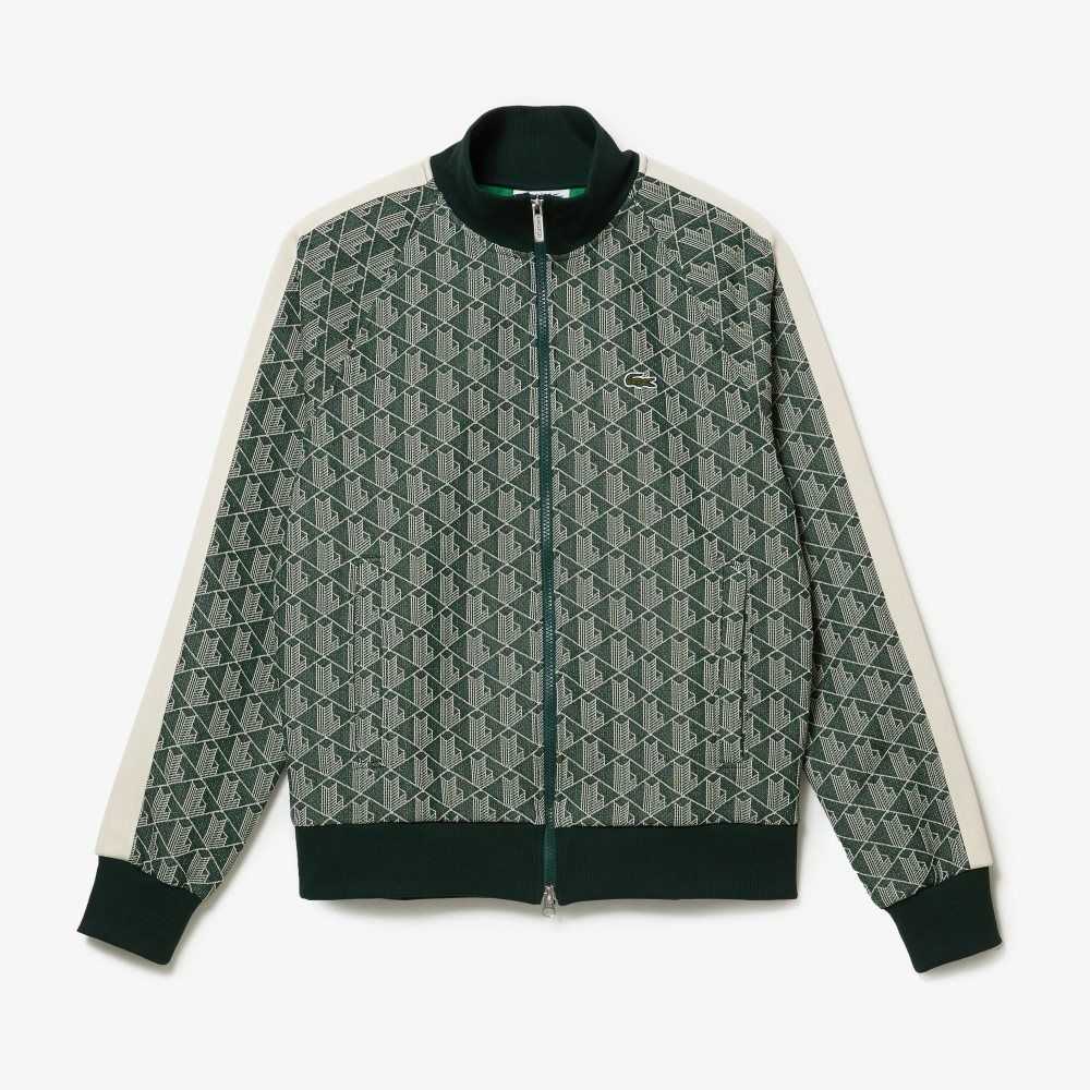 Lacoste Regular Fit Monogram Print Zip Grønn Beige | 6453-HPBZY