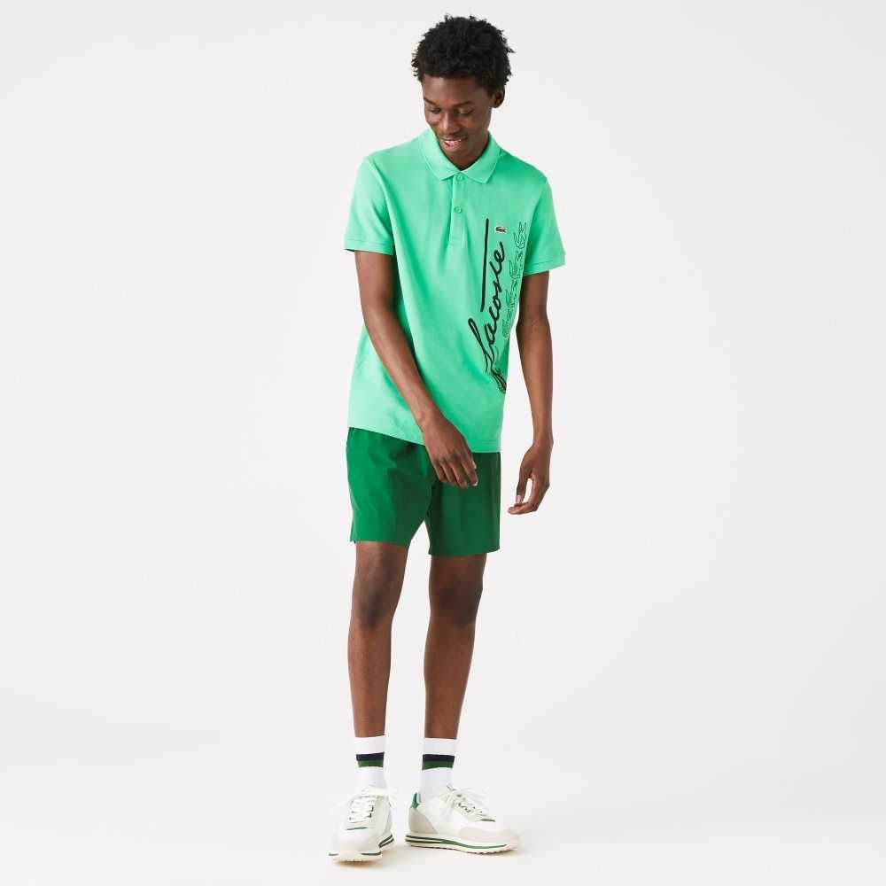 Lacoste Regular Fit Signature Bomull Pique Grønn | 6394-HXVCL