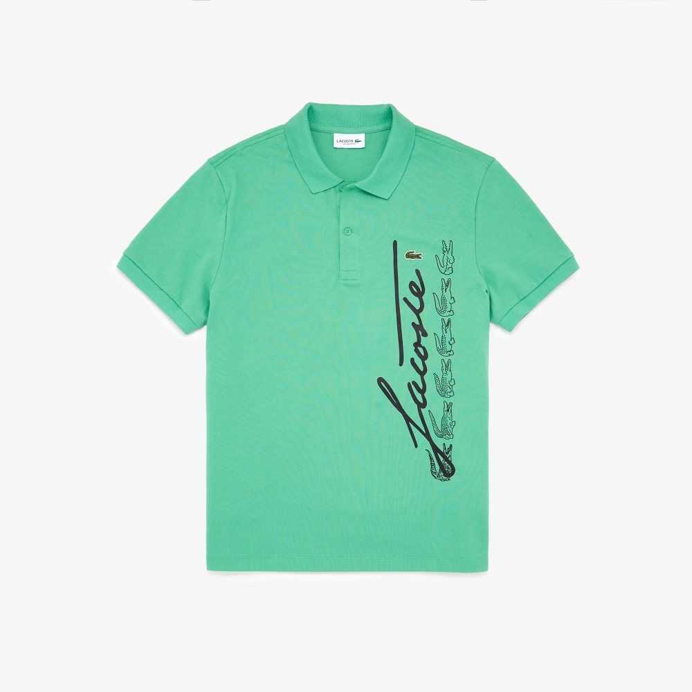 Lacoste Regular Fit Signature Bomull Pique Grønn | 6394-HXVCL