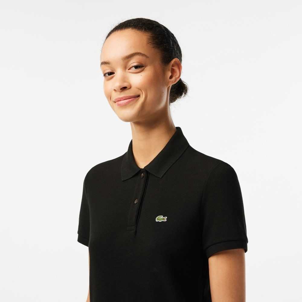 Lacoste Regular Fit Soft Bomull Petit Pique Svarte | 9318-OGEUP