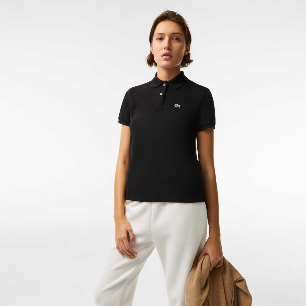 Lacoste Regular Fit Soft Bomull Petit Pique Svarte | 9318-OGEUP