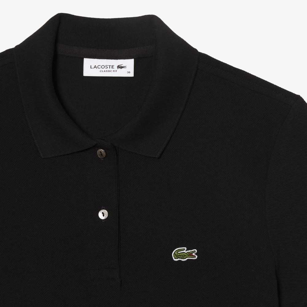 Lacoste Regular Fit Soft Bomull Petit Pique Svarte | 9318-OGEUP