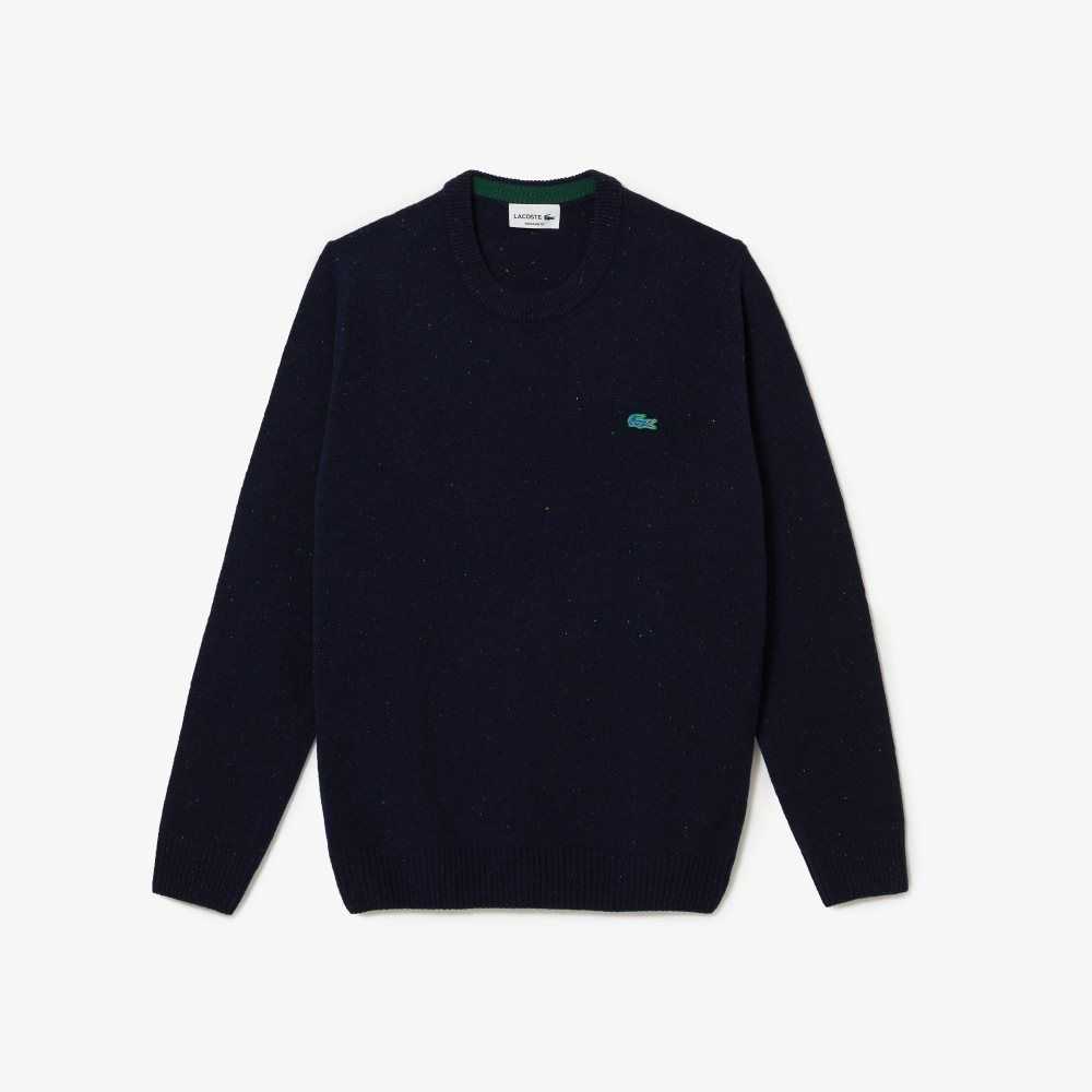 Lacoste Regular Fit Speckled Print Ull Jersey Marineblå Blå | 3671-BNYHS