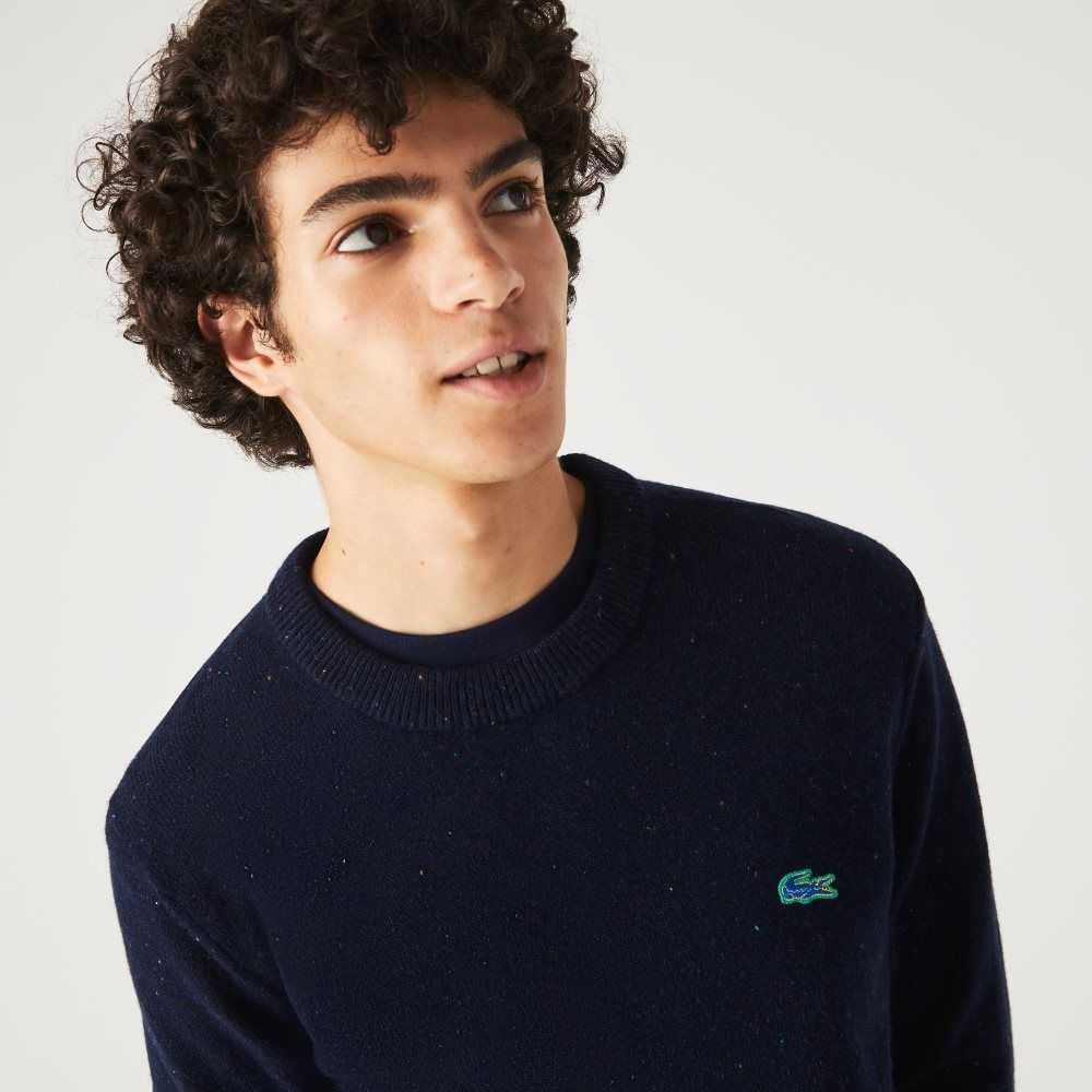 Lacoste Regular Fit Speckled Print Ull Jersey Marineblå Blå | 3671-BNYHS