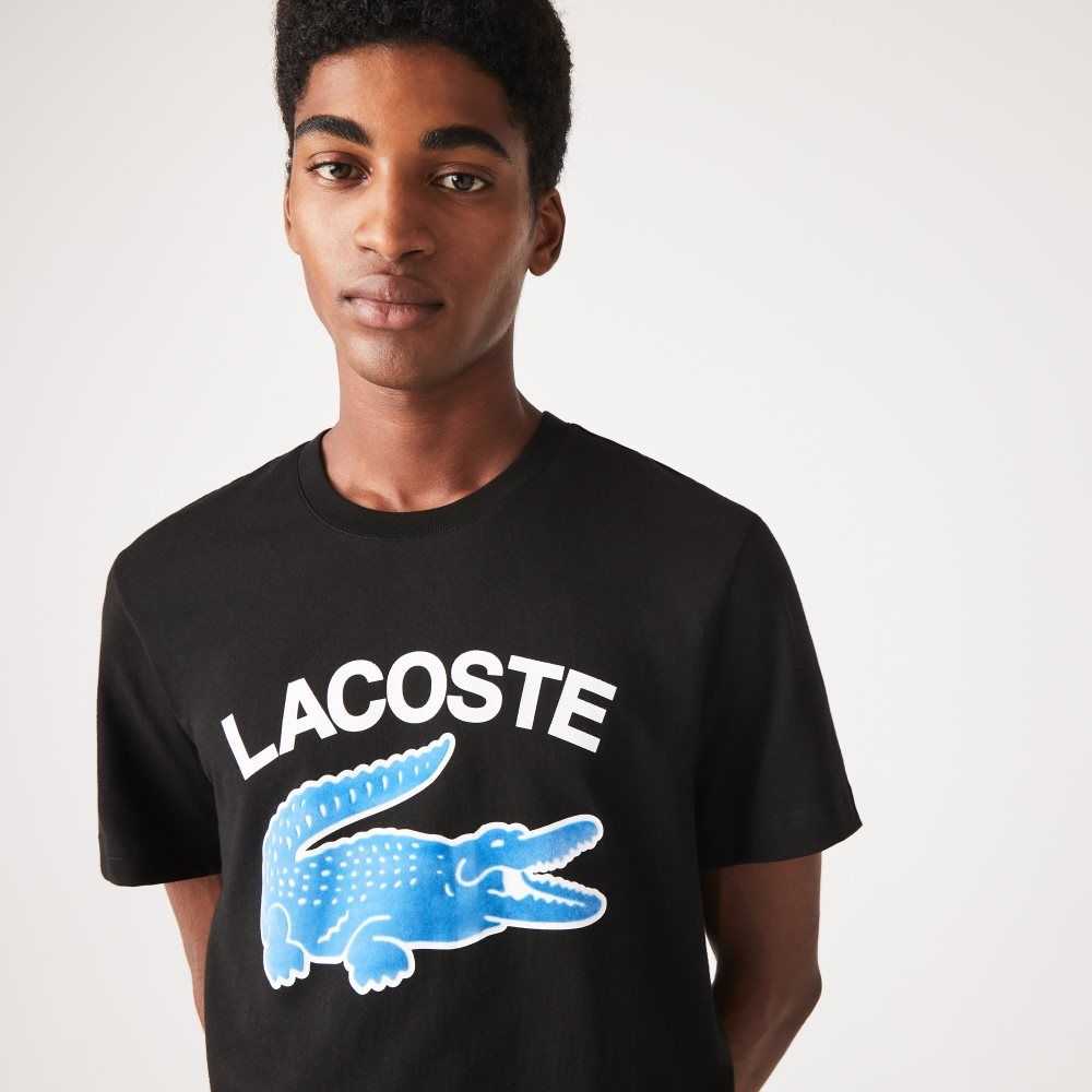 Lacoste Regular Fit XL Crocodile Print Svarte | 5026-LFJAP