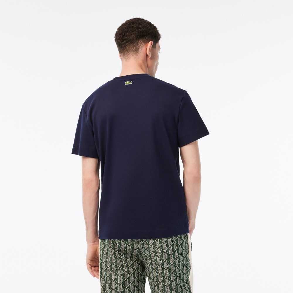 Lacoste Relaxed Fit Branded Bomull Marineblå Blå Hvite | 1206-SFQDP