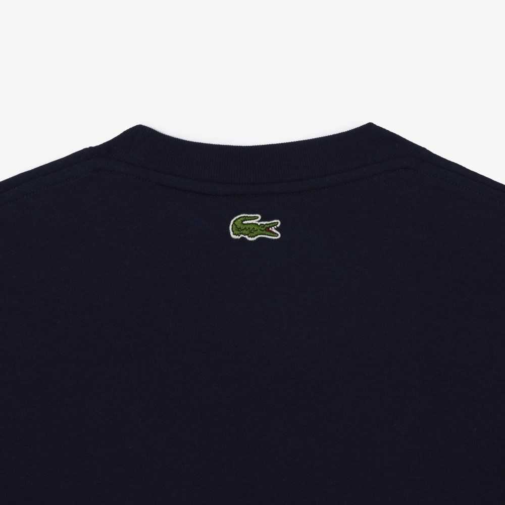 Lacoste Relaxed Fit Branded Bomull Marineblå Blå Hvite | 1206-SFQDP