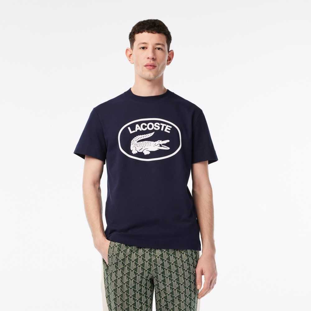 Lacoste Relaxed Fit Branded Bomull Marineblå Blå Hvite | 1206-SFQDP