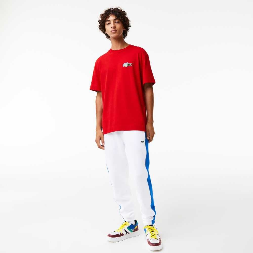 Lacoste Relaxed Fit Comic Effect Badge Rød | 7812-MJOQK