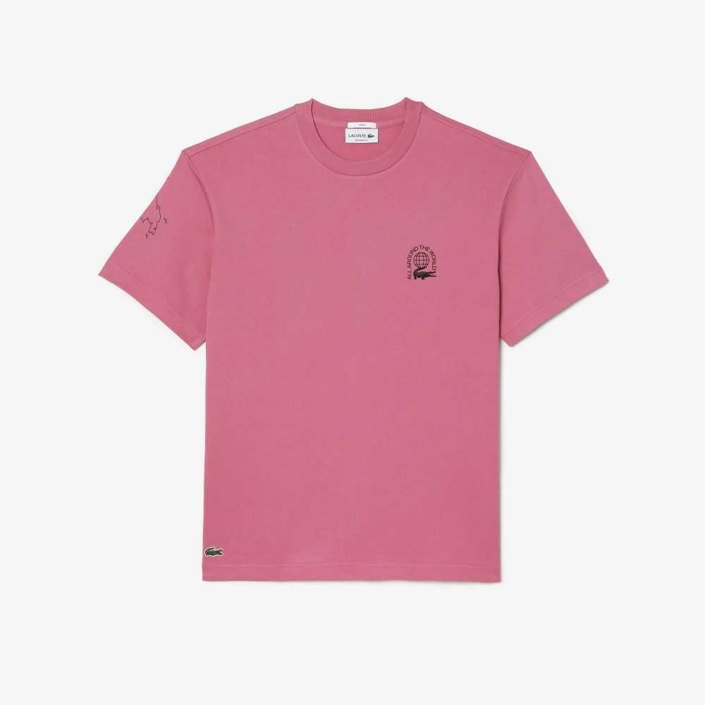 Lacoste Relaxed Fit Organic Bomull Jersey Rosa | 2086-XYPBW