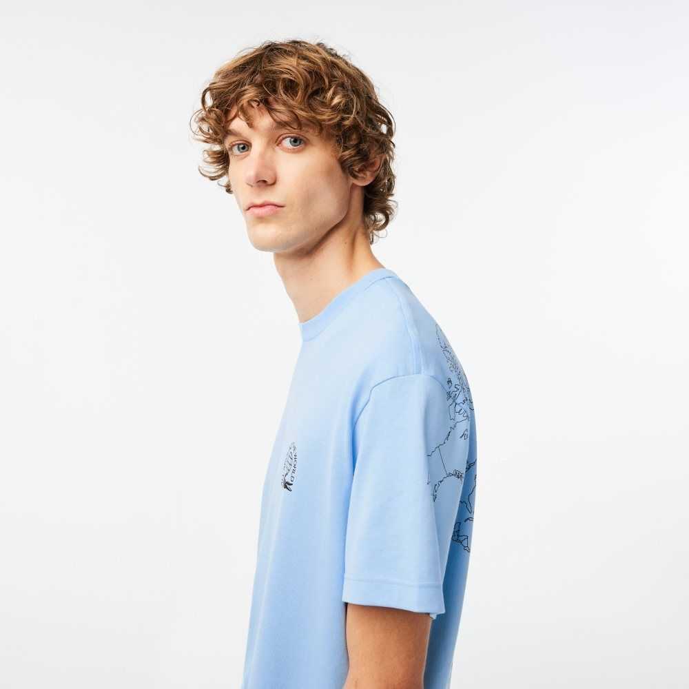 Lacoste Relaxed Fit Organic Bomull Jersey Blå | 5209-FWAML