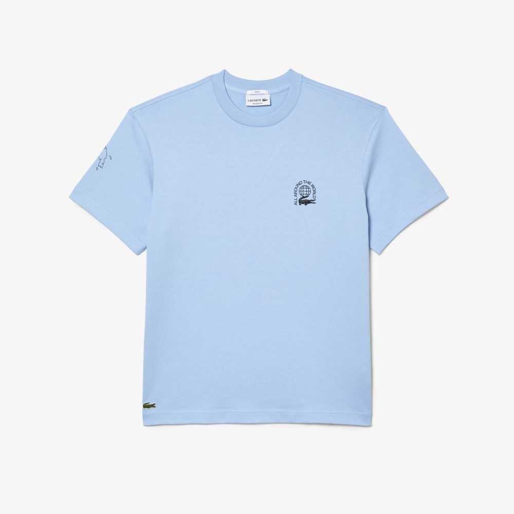 Lacoste Relaxed Fit Organic Bomull Jersey Blå | 5209-FWAML