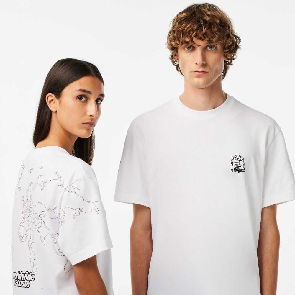 Lacoste Relaxed Fit Organic Bomull Jersey Hvite | 9814-SNAYB