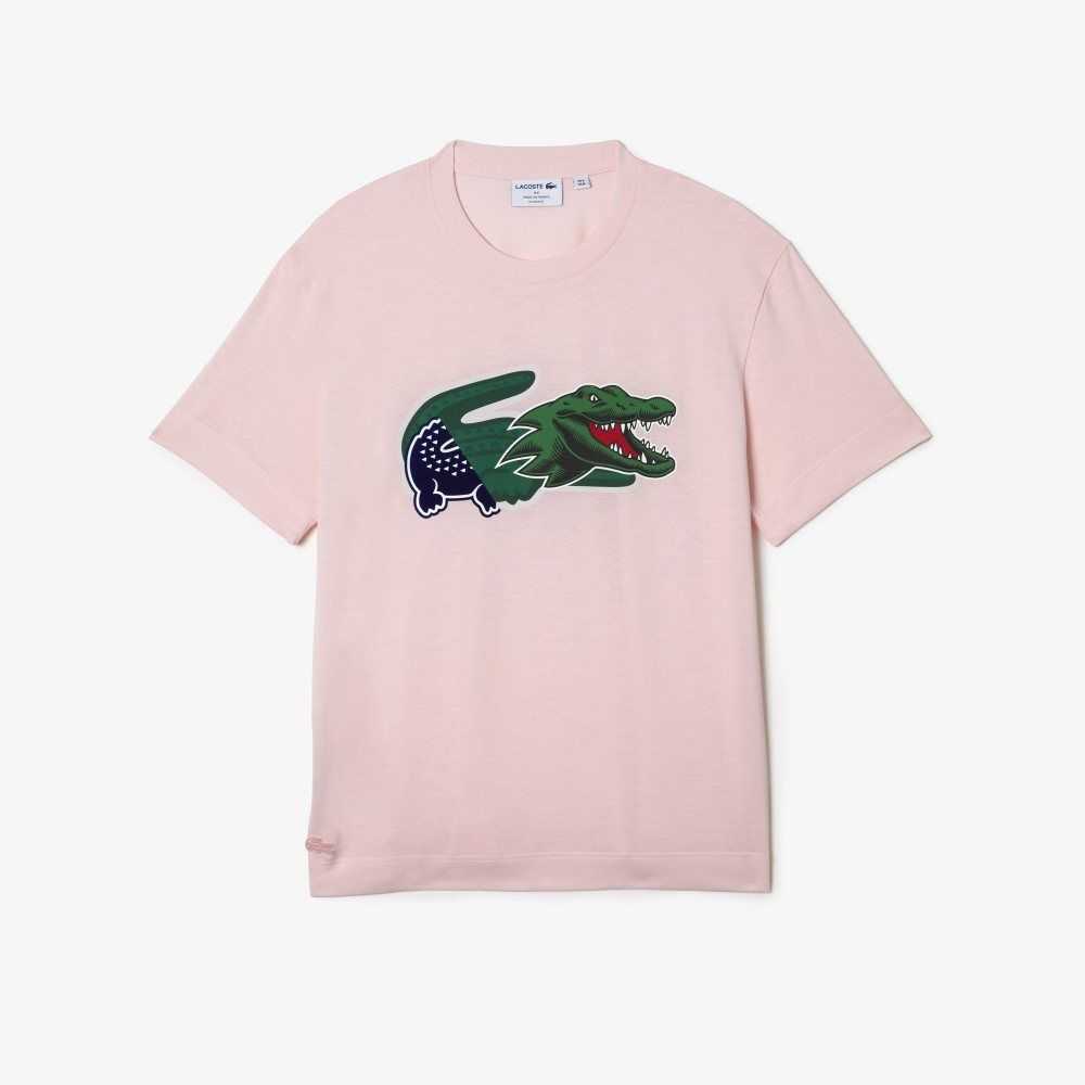 Lacoste Relaxed Fit Oversized Crocodile Lyse Rosa | 1976-PWKSX