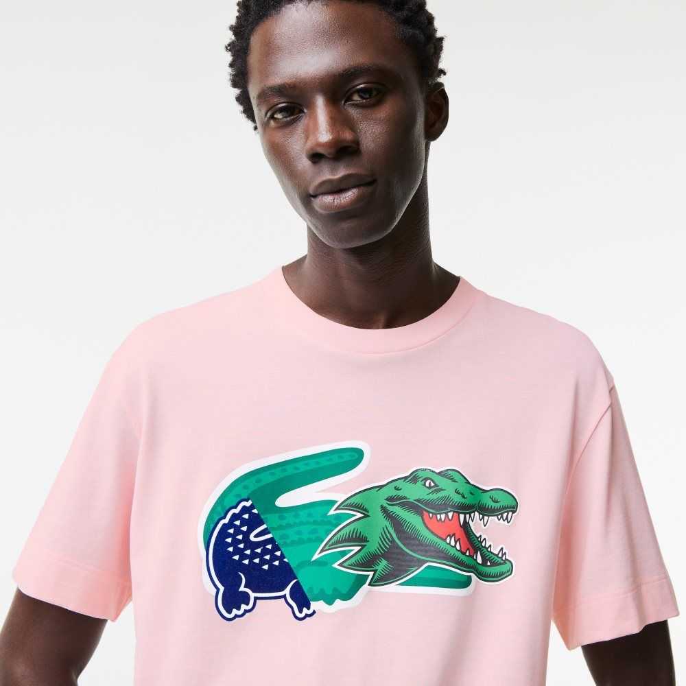 Lacoste Relaxed Fit Oversized Crocodile Lyse Rosa | 1976-PWKSX