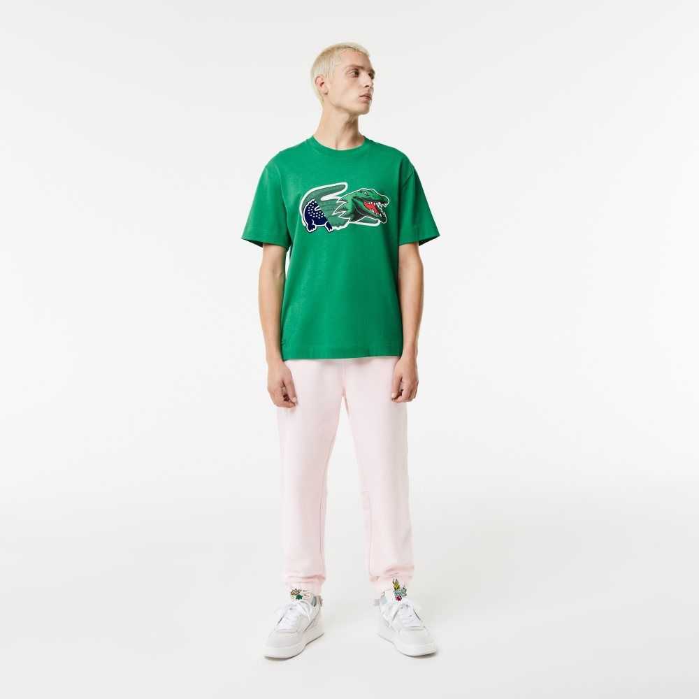 Lacoste Relaxed Fit Oversized Crocodile Grønn | 5629-JINZY