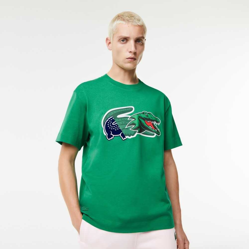 Lacoste Relaxed Fit Oversized Crocodile Grønn | 5629-JINZY