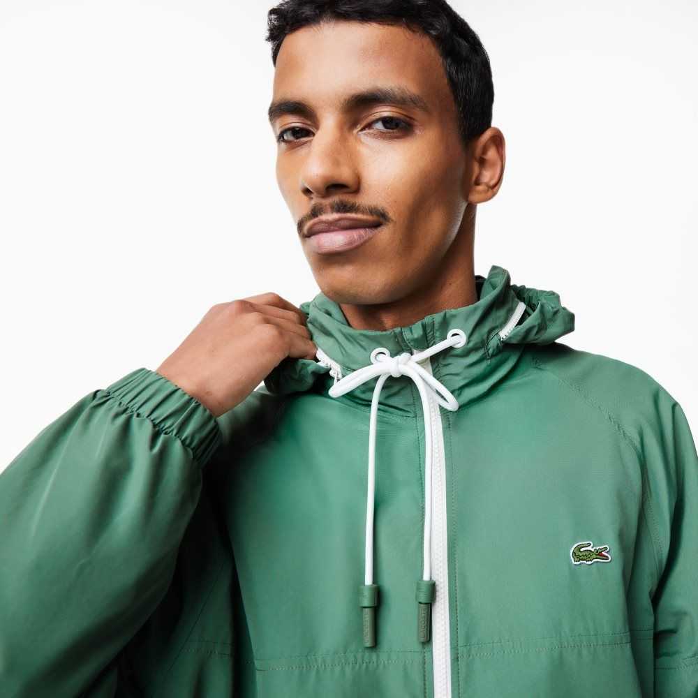 Lacoste Removable Hood Vann-Repellent Khaki Grønn | 2159-UMRZA