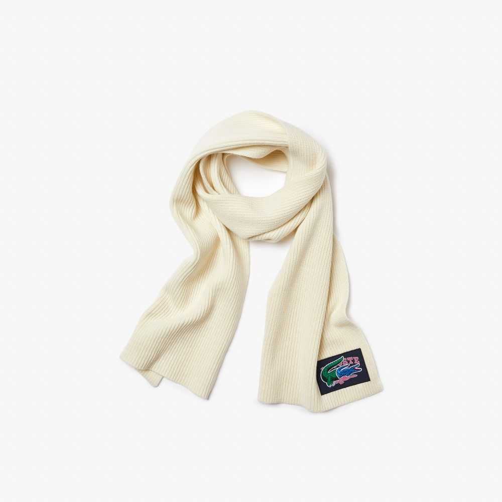 Lacoste Ribbet Ull Beanie And Scarf Gift Set Hvite | 1376-GQXLA