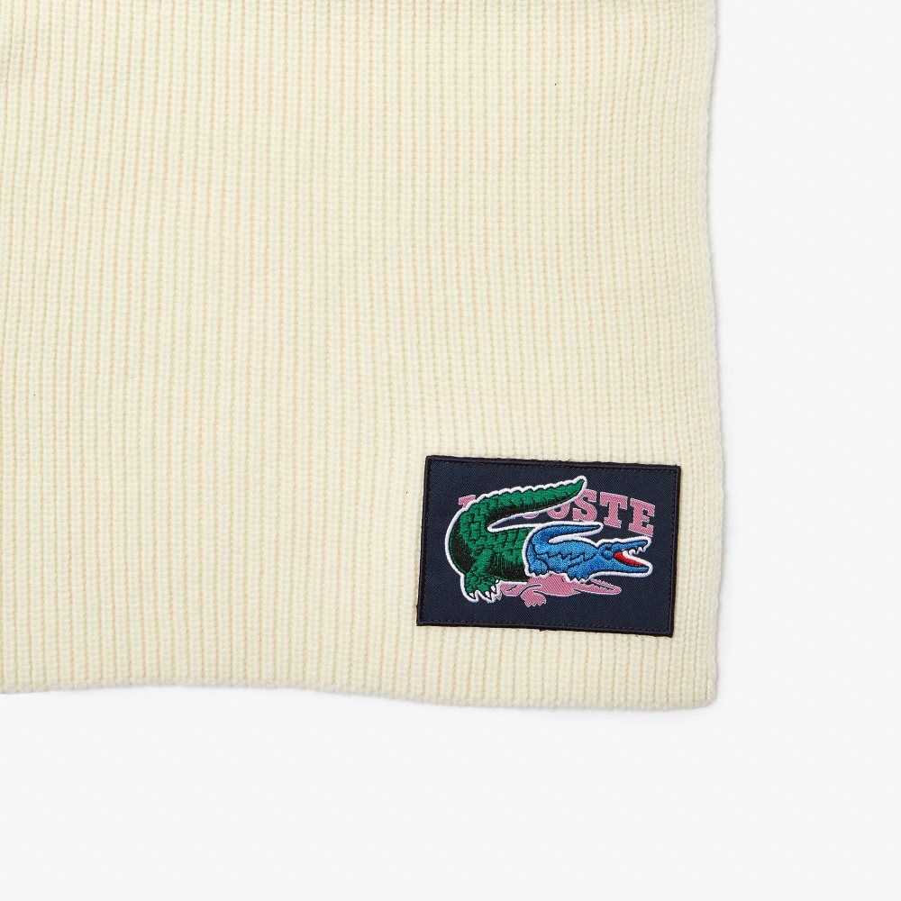 Lacoste Ribbet Ull Beanie And Scarf Gift Set Hvite | 1376-GQXLA