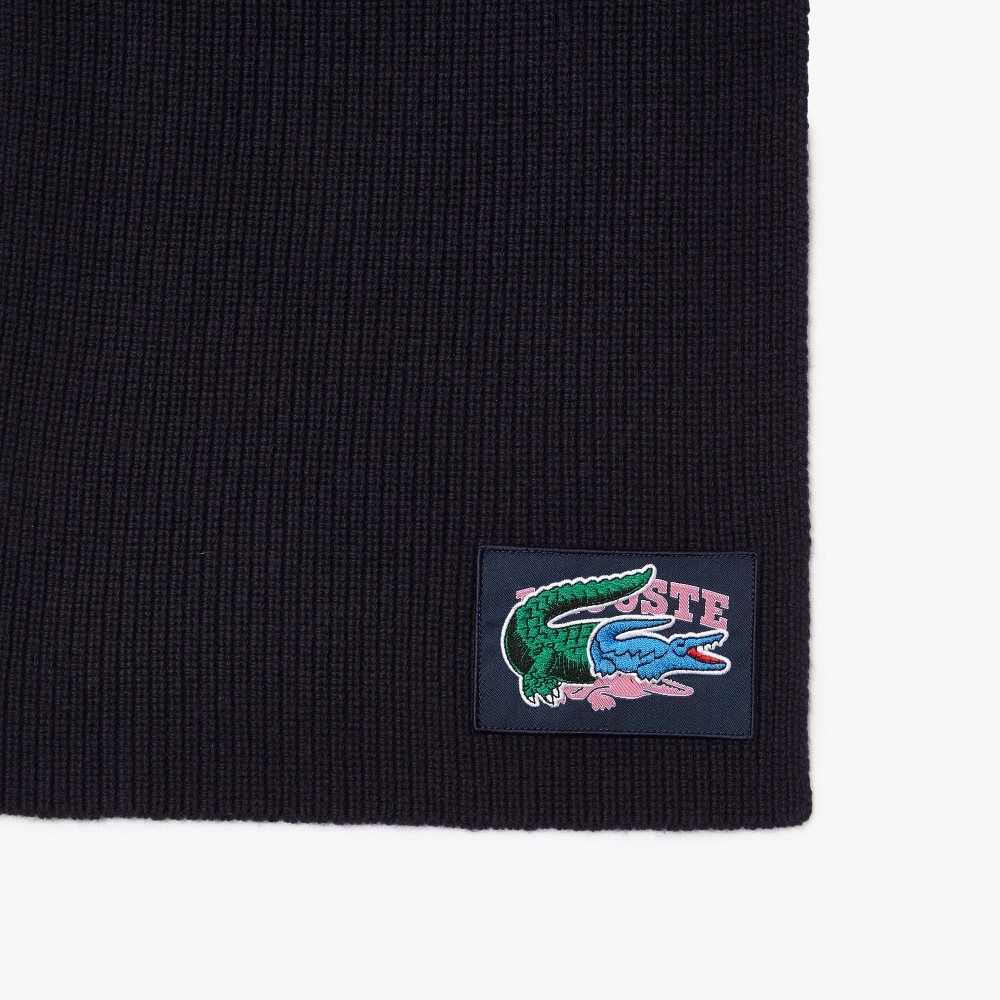 Lacoste Ribbet Ull Beanie And Scarf Gift Set Marineblå Blå | 6053-OFBVD