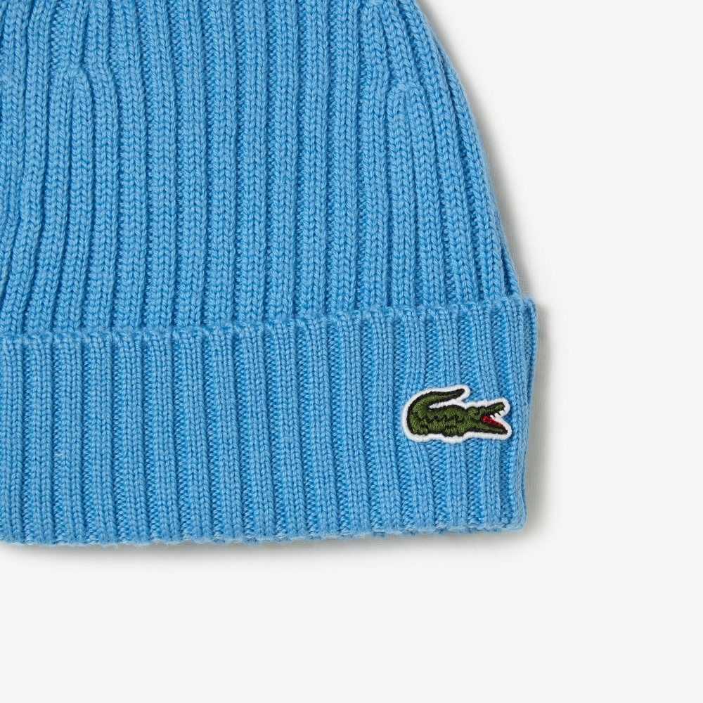 Lacoste Ribbet Ull Beanie Blå | 0954-GIEUD