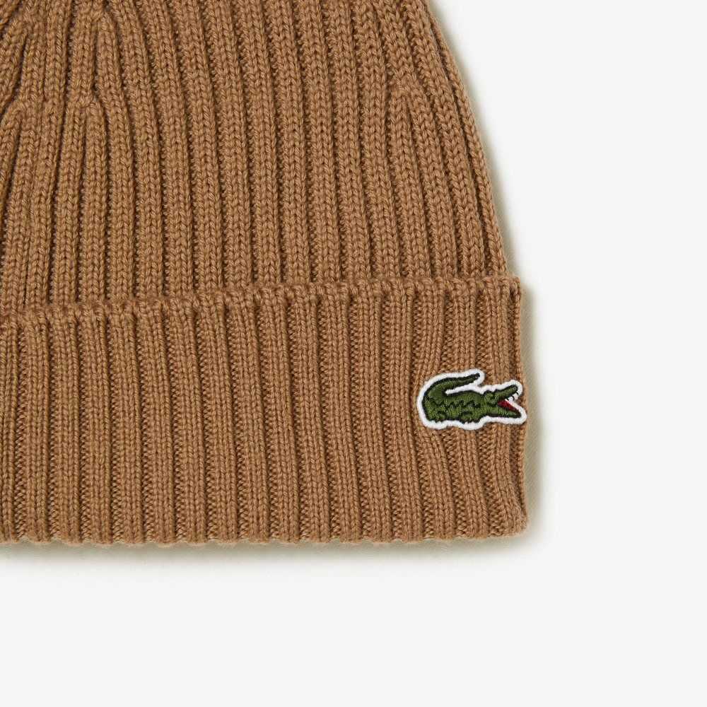 Lacoste Ribbet Ull Beanie Brune | 2061-RBWQH