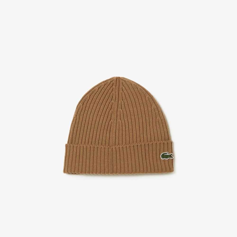 Lacoste Ribbet Ull Beanie Brune | 3127-FJPHA