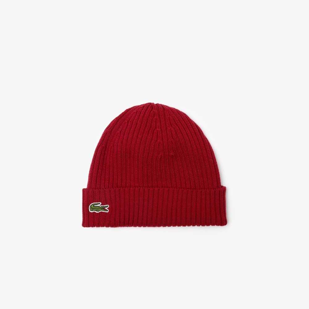 Lacoste Ribbet Ull Beanie Burgunder | 3072-BZEKO