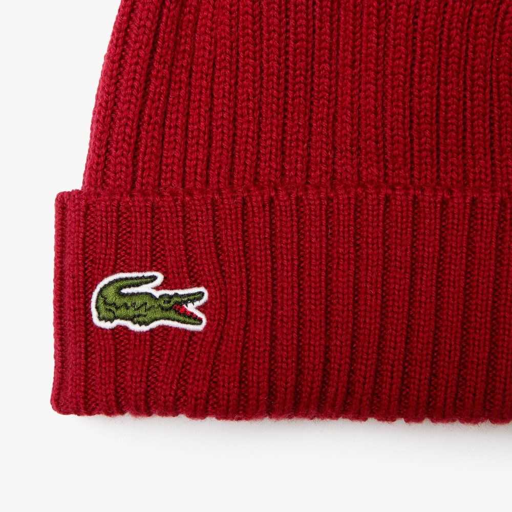 Lacoste Ribbet Ull Beanie Burgunder | 3072-BZEKO