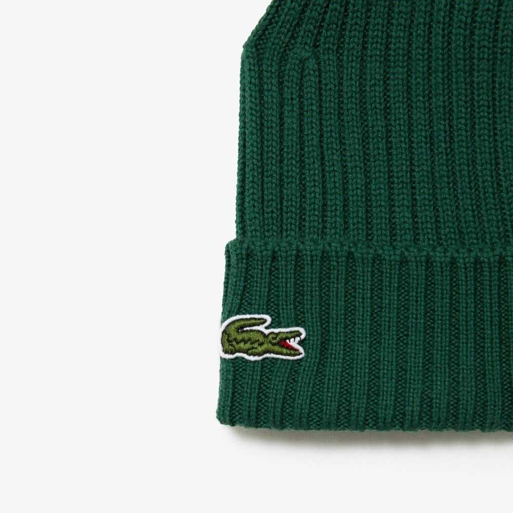 Lacoste Ribbet Ull Beanie Grønn | 5230-EYNPD