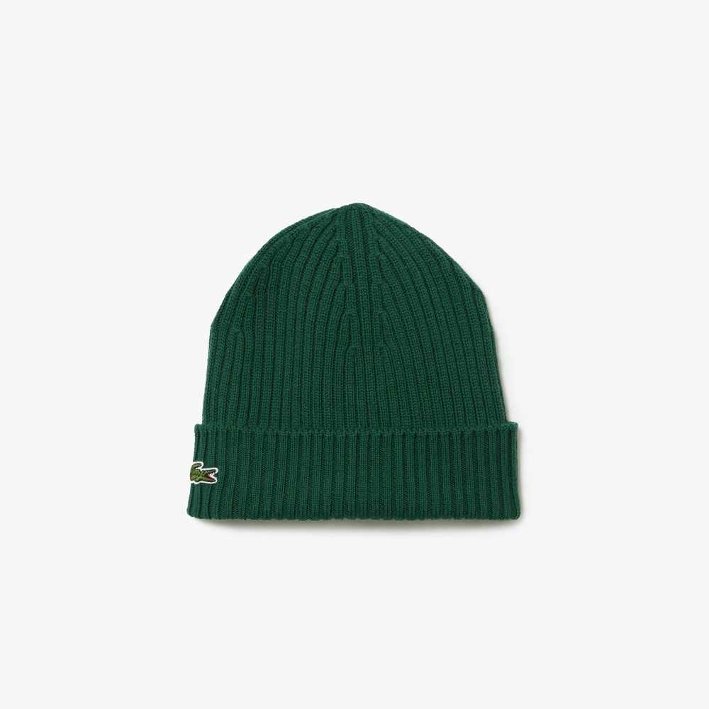 Lacoste Ribbet Ull Beanie Grønn | 5230-EYNPD