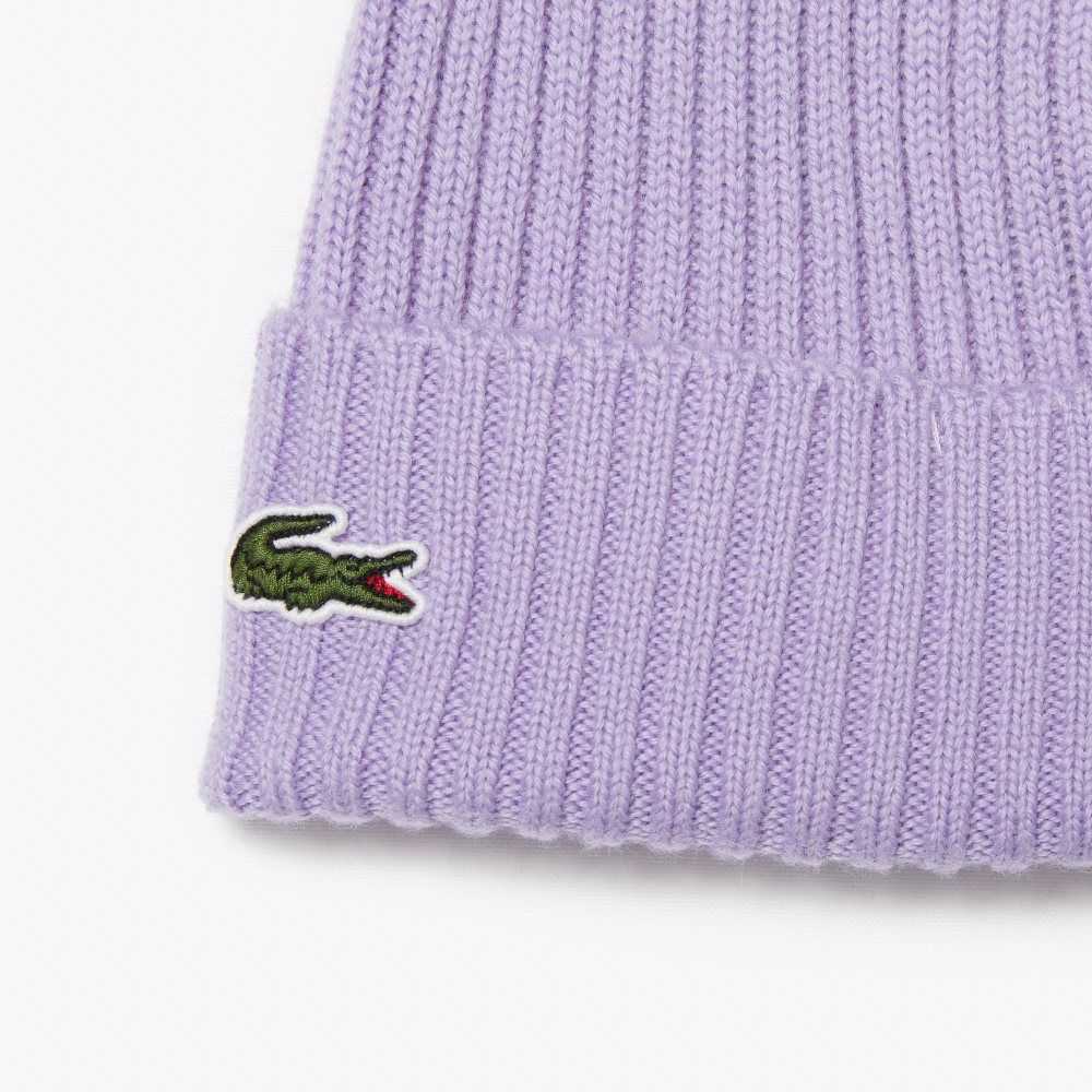 Lacoste Ribbet Ull Beanie Lilla | 1073-GYQVO