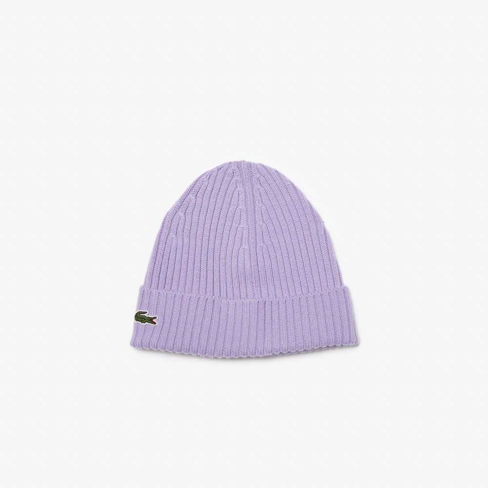 Lacoste Ribbet Ull Beanie Lilla | 1073-GYQVO