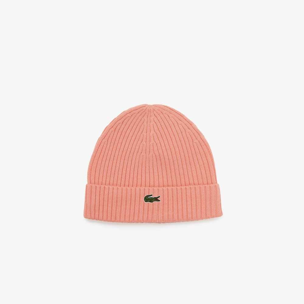 Lacoste Ribbet Ull Beanie Rosa | 6871-EAFOQ