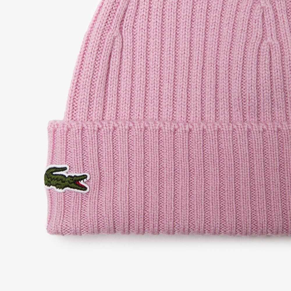 Lacoste Ribbet Ull Beanie Rosa | 9370-VLXEY