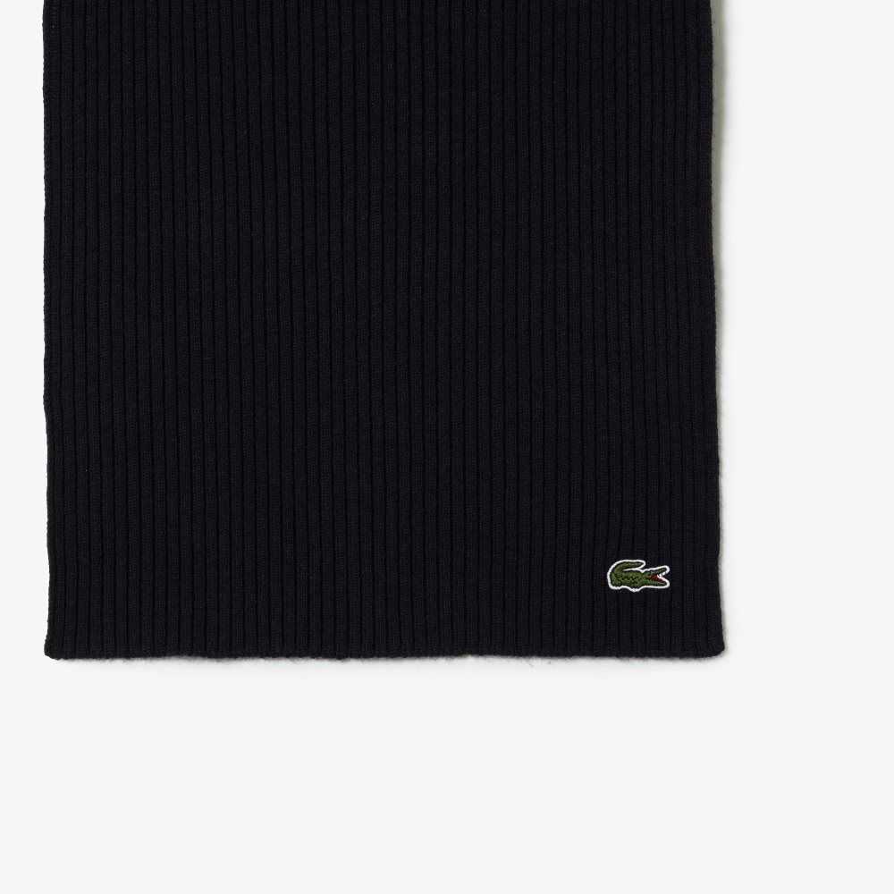 Lacoste Ribbet Ull Scarf Marineblå Blå | 2061-WFUVM