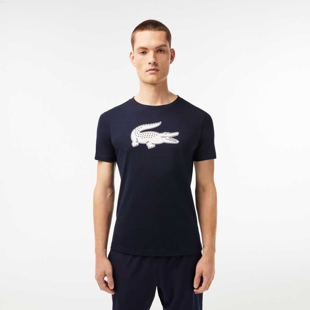 Lacoste SPORT 3D Print Crocodile Pustende Jersey Marineblå Blå Hvite | 1085-UHEGA