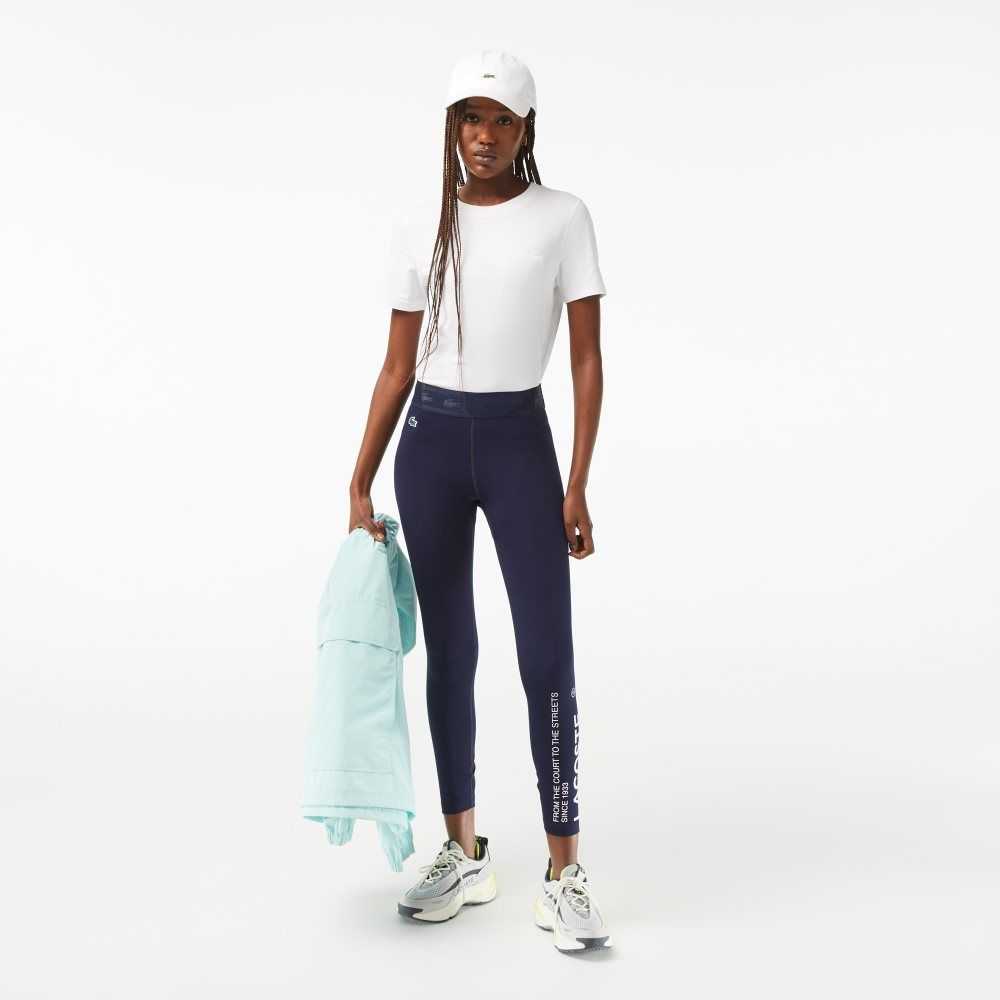 Lacoste SPORT 7/8 Length Recycled Polyester Leggings Marineblå Blå | 3497-STXQI