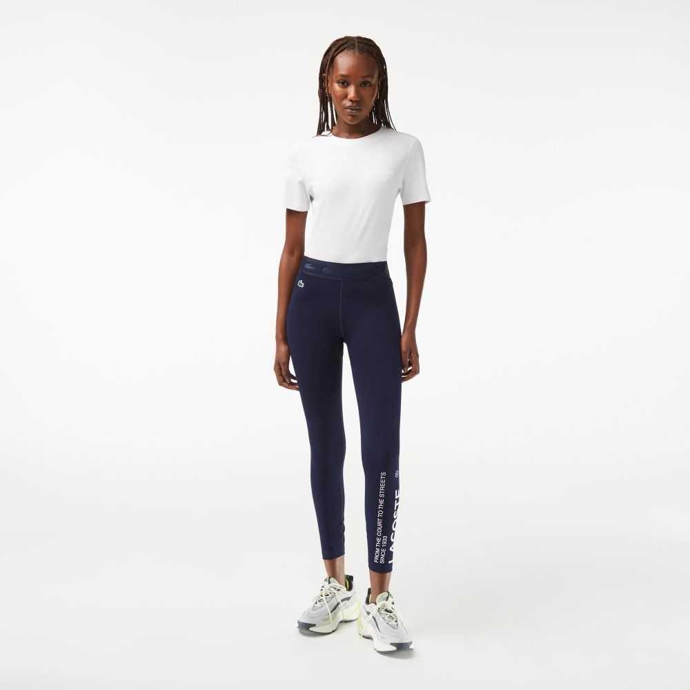 Lacoste SPORT 7/8 Length Recycled Polyester Leggings Marineblå Blå | 3497-STXQI