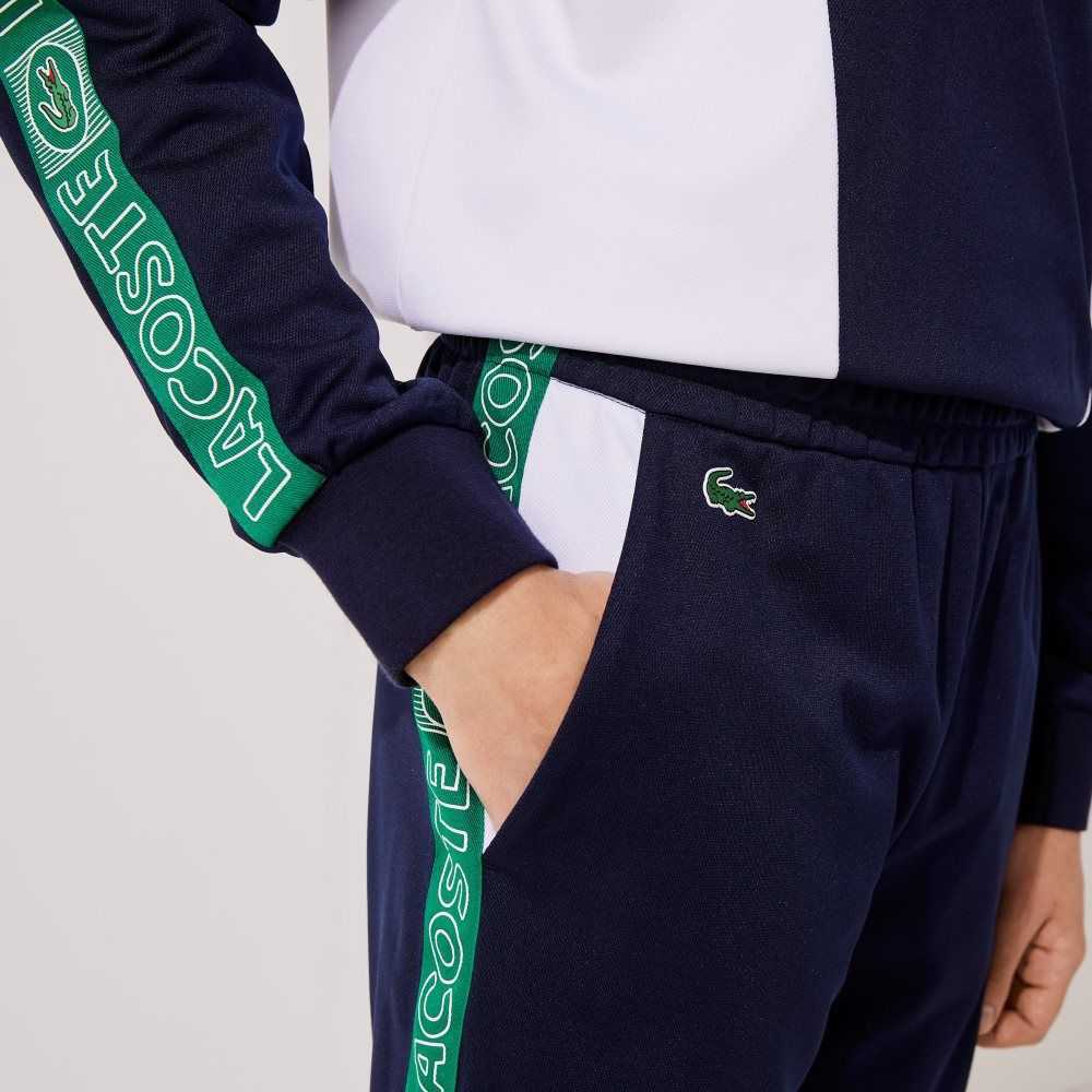 Lacoste SPORT Branded Bands Tracksuit Marineblå Blå Hvite Grønn | 1685-VQBPU