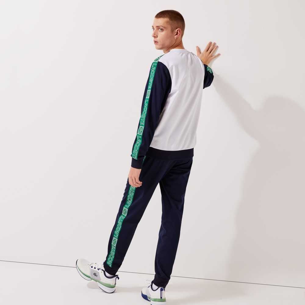 Lacoste SPORT Branded Bands Tracksuit Marineblå Blå Hvite Grønn | 1685-VQBPU