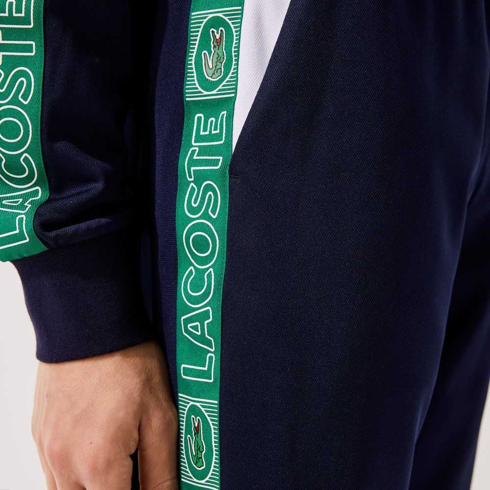 Lacoste SPORT Branded Bands Tracksuit Marineblå Blå Hvite Grønn | 1685-VQBPU